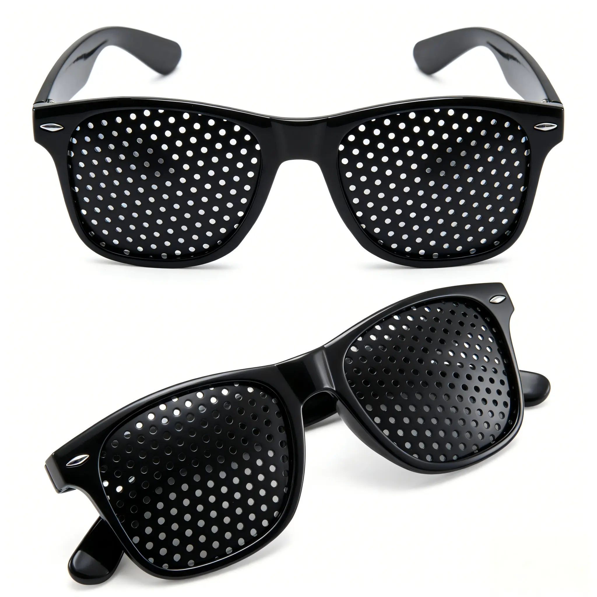 Retro Pinhole Glasses with a Full Rim Plastic Frame, Unisex Eyewear for Daily Use and Vision Blur Relief Aid, Full Rim Frames, Pinhole Lenses, Retro Look