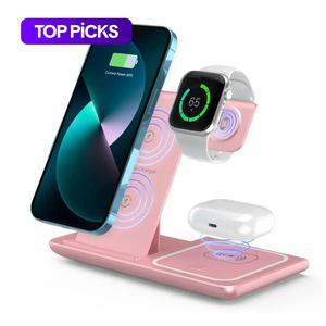 3-in-1 wireless charger for iphone, 15w fast wireless charger, foldable & portable design wireless charging station for iphone & samsung phone & iwatch & airpods series, holiday gift ideas, gifts for girlfriend