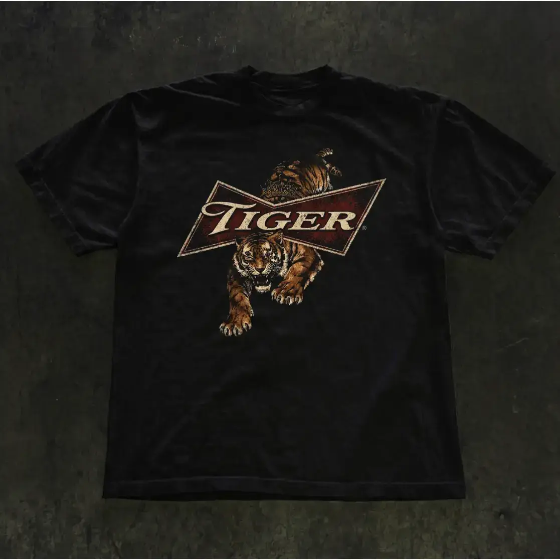 Vintage 90s Tiger Logo Graphic Tee, Y2K Grunge Gothic Tees, Aesthetic Shirt Menswear Top Streetwear Womenswear Top
