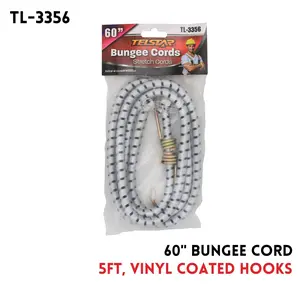 60 " (5") Stretch Rope with Glue Hook, Outdoor Bundling Elastic Rope, Luggage Secure Bungee Rope