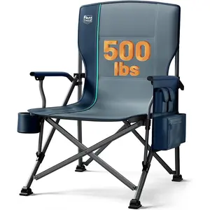 TIMBER RIDGE Oversized Folding Camping Chair High Back Heavy Duty for Adults Support up to 500lbs with Cup Holder, Side Pocket Cooler Bag