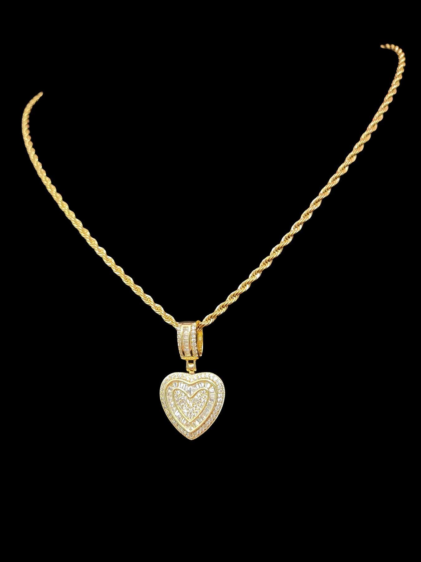 Heart Shaped Artificial Zircon Pendant Necklace for Women, Fashion Jewelry for Party, Daily Clothing Decor, Trendy All-match & Exquisite Jewelry for Birthday Gift, Love Heart Necklace