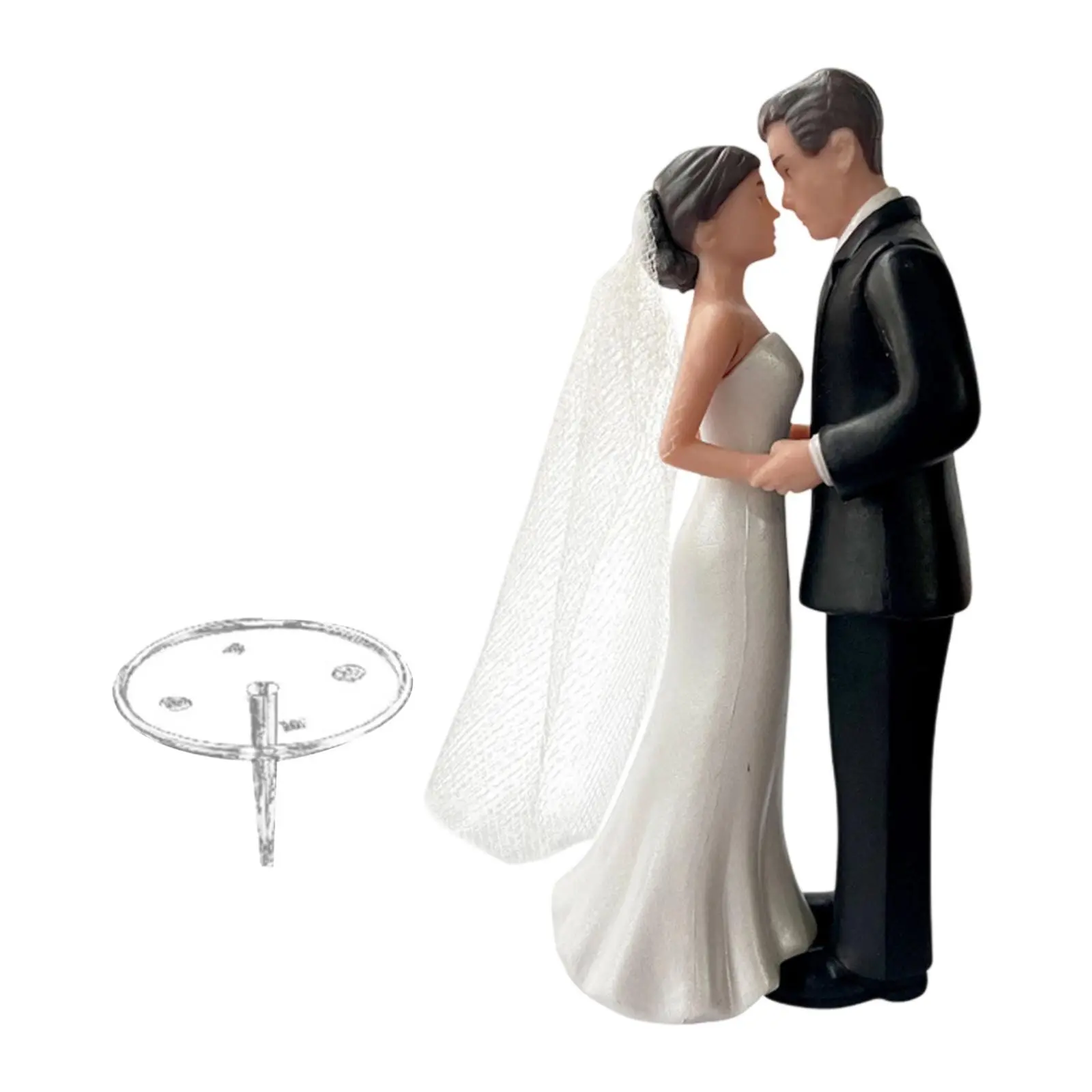 Bride and Groom Wedding Cake Decoration Topper, Plastic, Mesh Veil Bride Engagement Marriage Party Gift, Suit, Perfect for Weddings and Events