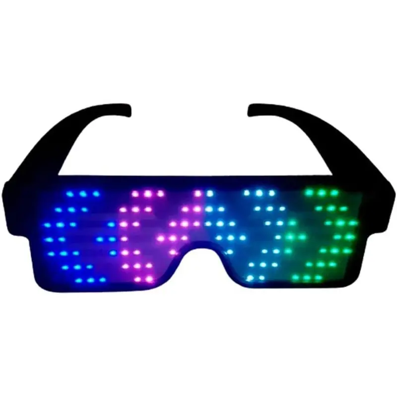 LED Glasses – Colorful Sunglasses, suitable for rave parties, USB rechargeable, neon glow, 11 flashing modes (multi-color): for clothing, shoes, and jewelry