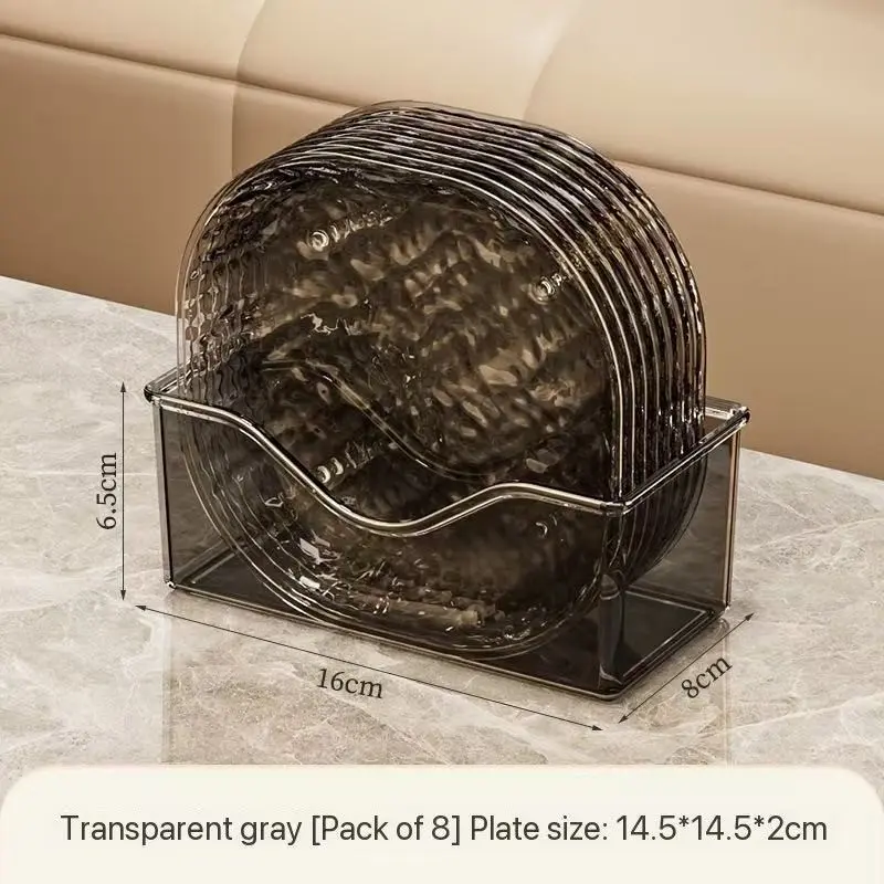 8pcs Water Ripple Transparent Bone Plates, Modern Luxury Design, Multi-Scene Use, Ideal for Afternoon Tea, Picnic, Camping, Clear Plastic Plates