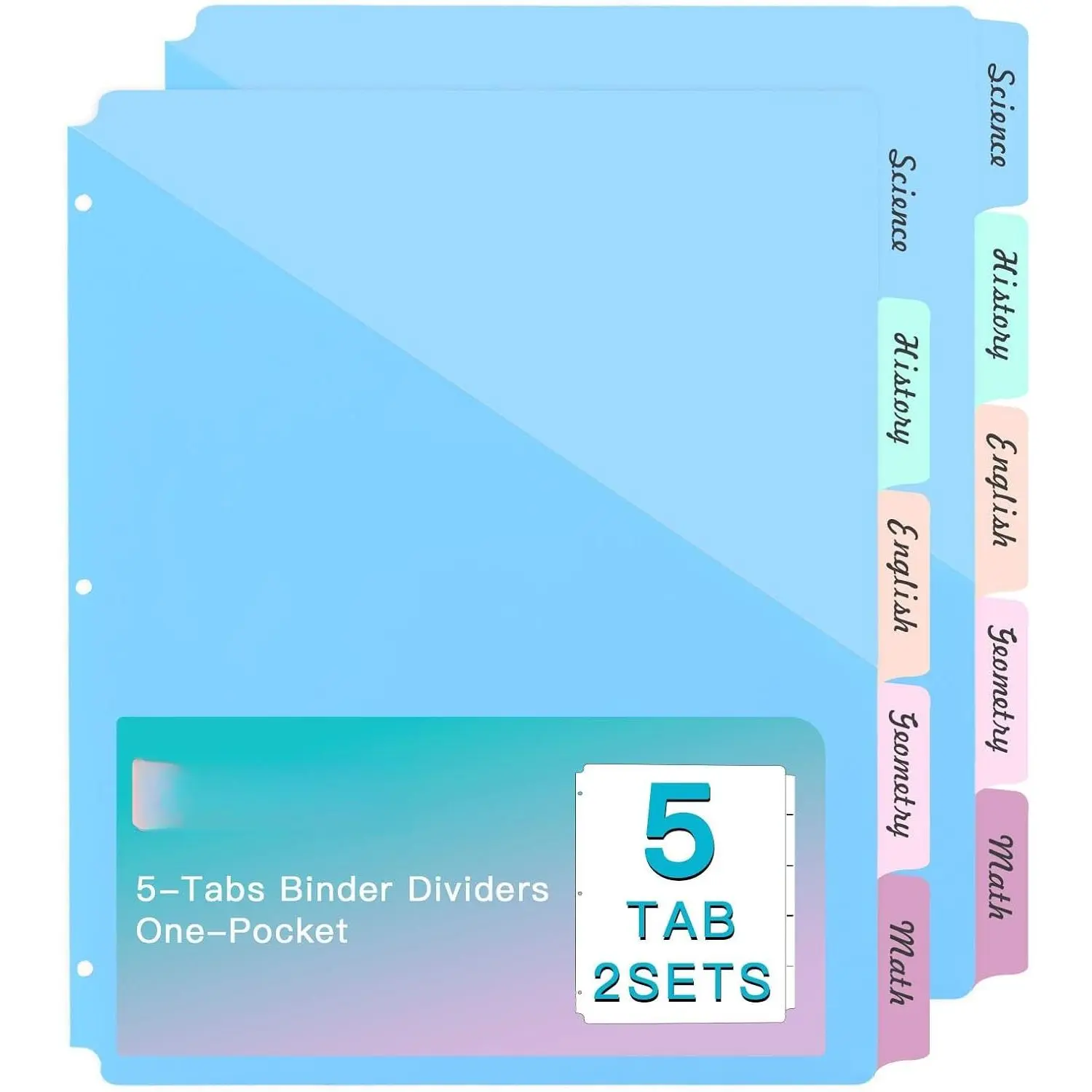 5 Tabs Dividers for 3 Ring Binder, 5 count Binder Dividers with Pocket for  Letter Size, Plastic Binder Dividers with Tabs for School Office and  Organization (5TAB-1SET)