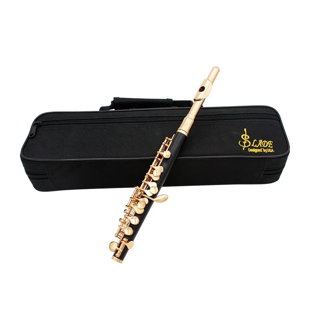 Slade piccolo Flute Instrument Copper Tube 16 Holes E Key C Tone Wooden Flute with Accessories, High-Quality Musical Instrument