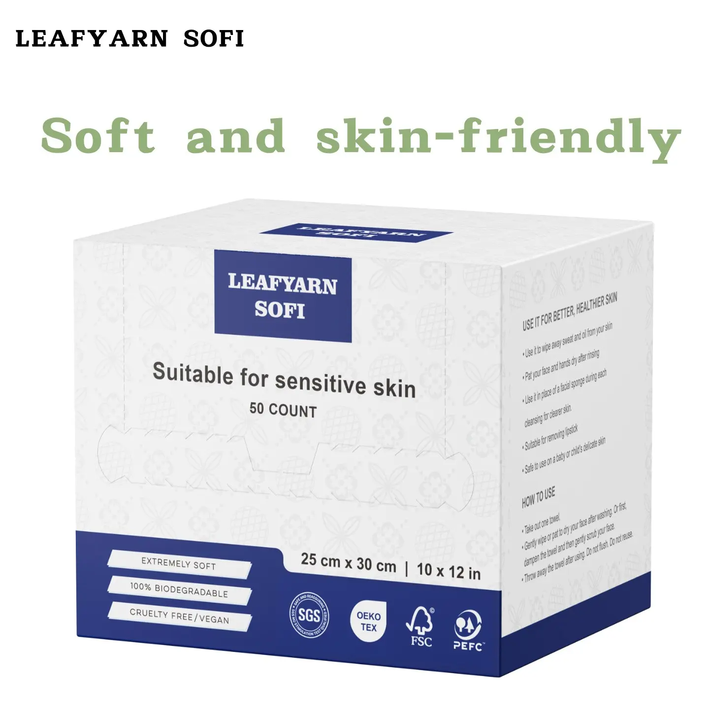 Boxed Disposable Facial Towels, Pull-Out Soft Gentle Cotton Wipes, Thick Absorbent Embossed Pattern Face Cleansing Cloths for Makeup Removal & Skincare