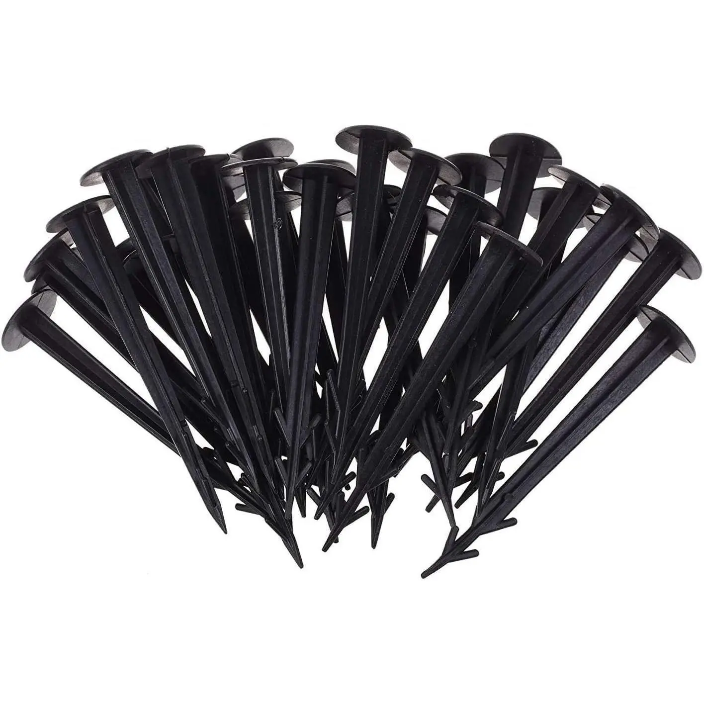 50-Pack 4.5 Inch Heavy Duty Black Plastic Garden Stakes, Outdoor Landscape Anchoring Spikes for Weed Fabric, Tarp, Tent, Edging & Ground Fixing, Anchors