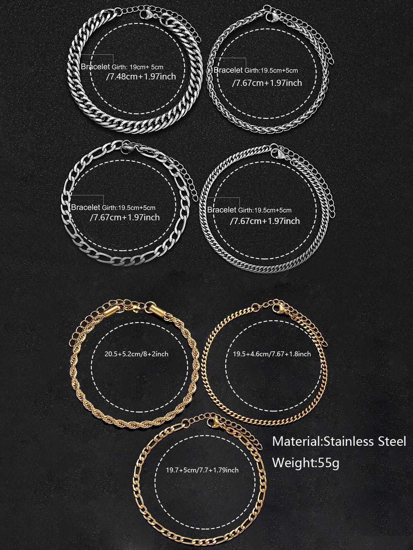 Men's Simple Plain Stainless Steel Link Chain High Quality Bracelet, Casual Fashionable Jewelry for Party, Daily Clothing Decor, Trendy All-match Elegant Jewelry Bracelet for Birthday Gift Couples Gifts, Stackable Bracelets Stack, Snake Chain Bracelet