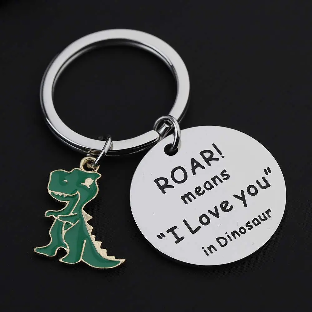 Engraved Funny T-Rex Dinosaur Keychain Collectible - "ROAR Means I Love You" Keyring, Sentimental Boyfriend Gifts, Boxing & Martial Arts Outdoor Sports Accessory, Gifts For Boyfriend, Animals Keychain Decor, Cute, Stainless Steel, Friends, Valentine's Day