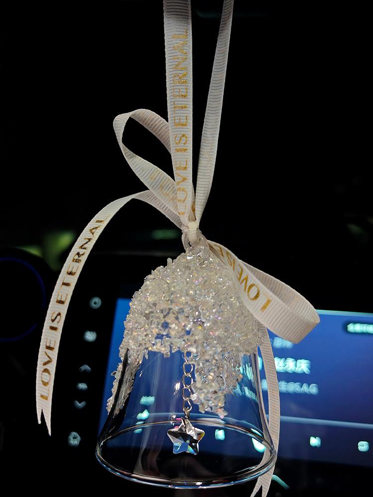 Sparkling Crystal Bell Car Hanging Ornament, Butterfly/Star Design Car Rearview Mirror Decor, Gift for Women