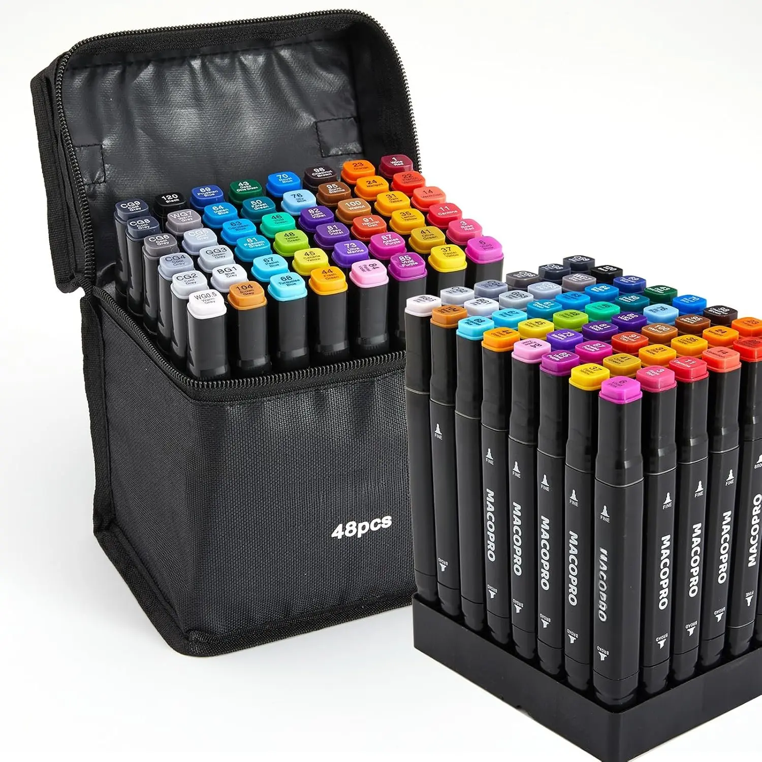 Markers Set,  Based  Tip, Broad and Brush Tip for Adult Coloring Books, Drawing, Sketching (48)