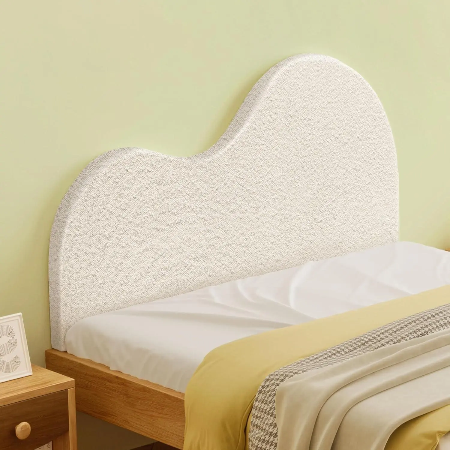 Soft Cloud-Shaped Headboard Cushion with Bed Gap Filler, 2-in-1 Teddy Fabric Pillow for Bed, Comfortable Back Support & Stylish Bedroom Decor