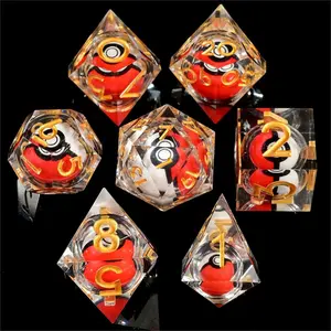 Rotating Eye Dnd Dice Set, 7 Piece Liquid Core Polyhedral Dice for Dungeons & Dragons Rpg, Resin Sharp Edge D&d Dice