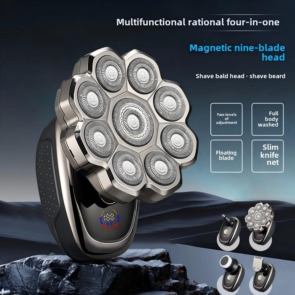 5 in 1 Electric Head Shaver for Men, Waterproof Wet/Dry Grooming Kit, Cordless Rechargeable Razor, Rechargeable Shaver Machine for Home & Travel