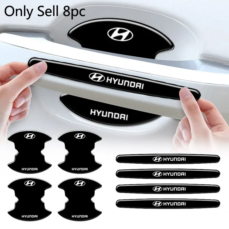 8pcs Car Door Handle Bowl Anti-collision Protective Stickers Automotive Decals For Palisade Bayon Tucson Inster NEXO Creta i30 i20 i10 Sonata Auto Accessories