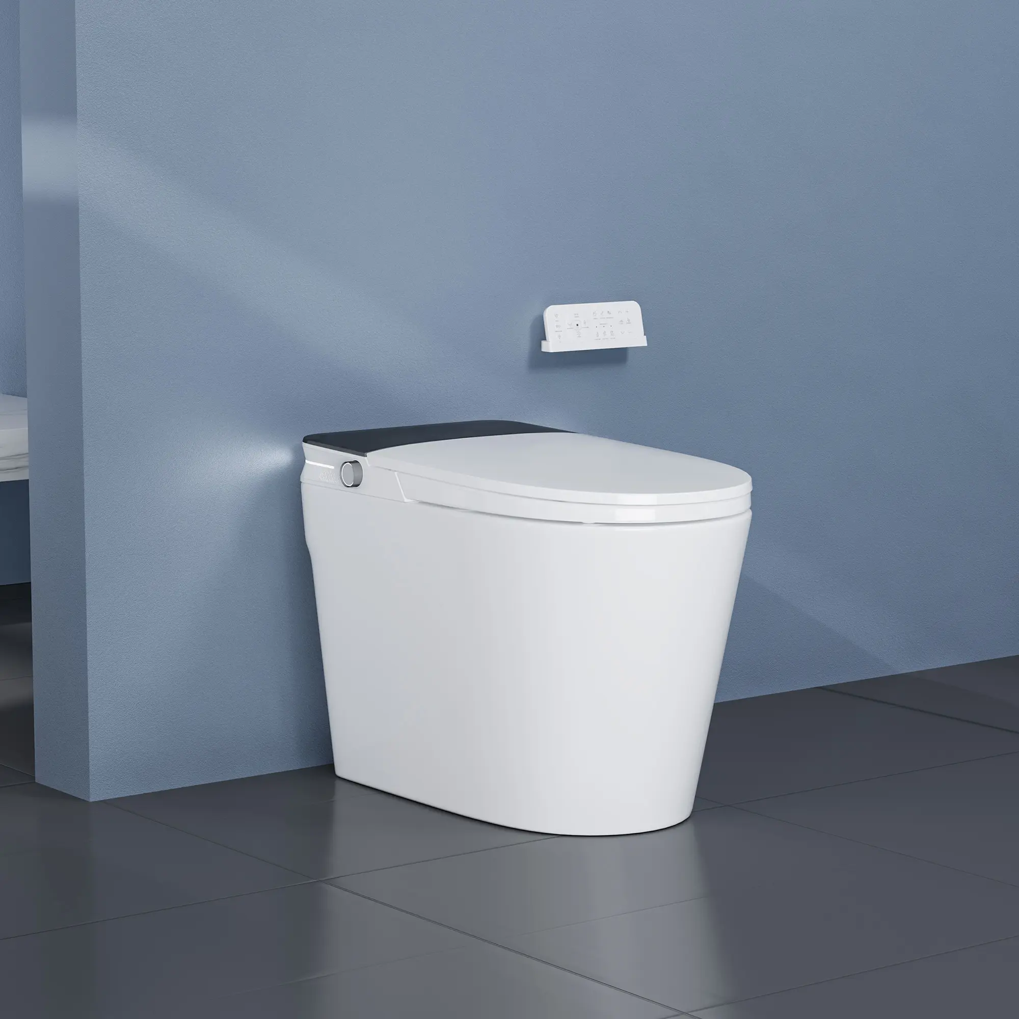 Smart Bidet Toilet, Elongated Comfort Height Bowl with Foot Sensor, Warm Water Bidet/Air Dryer, Heated Seat, LED Display & Night Light