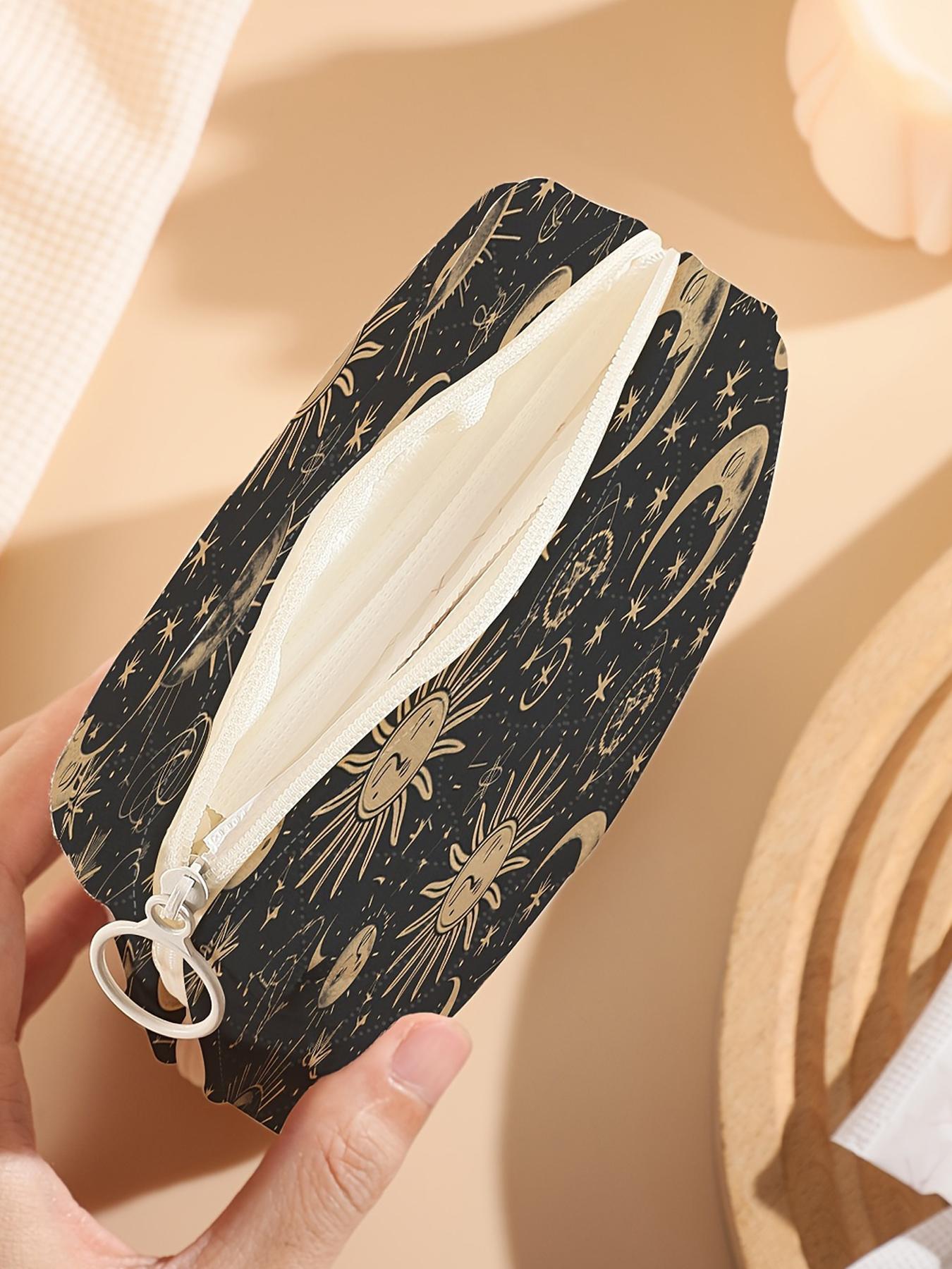 Moon & Star Pattern Portable Sanitary Napkin Storage Bag, Lightweight Tissue Bag for Women's Products, Travel Cosmetics Storage Bag, Travel Organizer Bag