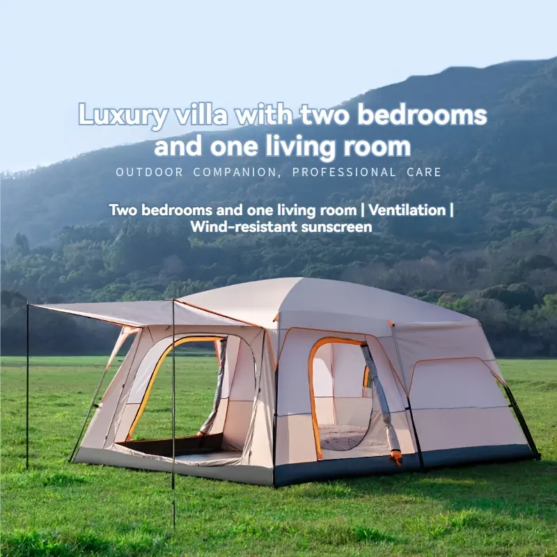 A 4/8/12 Person Thickened Large Tent, Mosquito Net, Suitable for Family Outdoor Camping Beach Overnight Tent, Courtyard Tent, Suitable for All Seasons And Can Cope with Various Weather Conditions, Prevent External Influences, High Quality