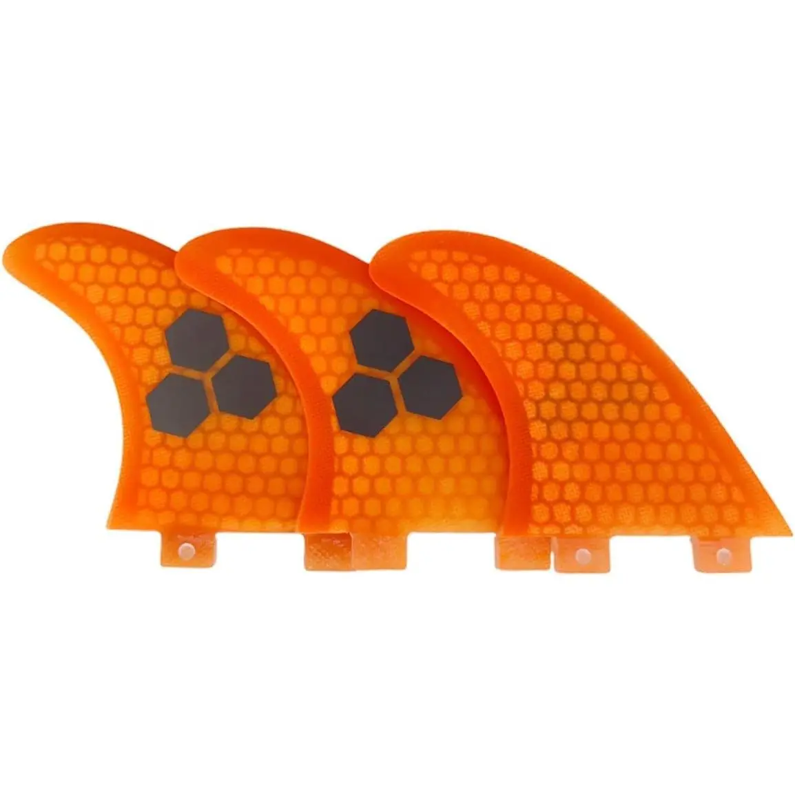 Fiberglass Surfboard Fin With Triple Hexagon Design, For Enhanced Control & Stability, Compatible For FCS, Orange-red