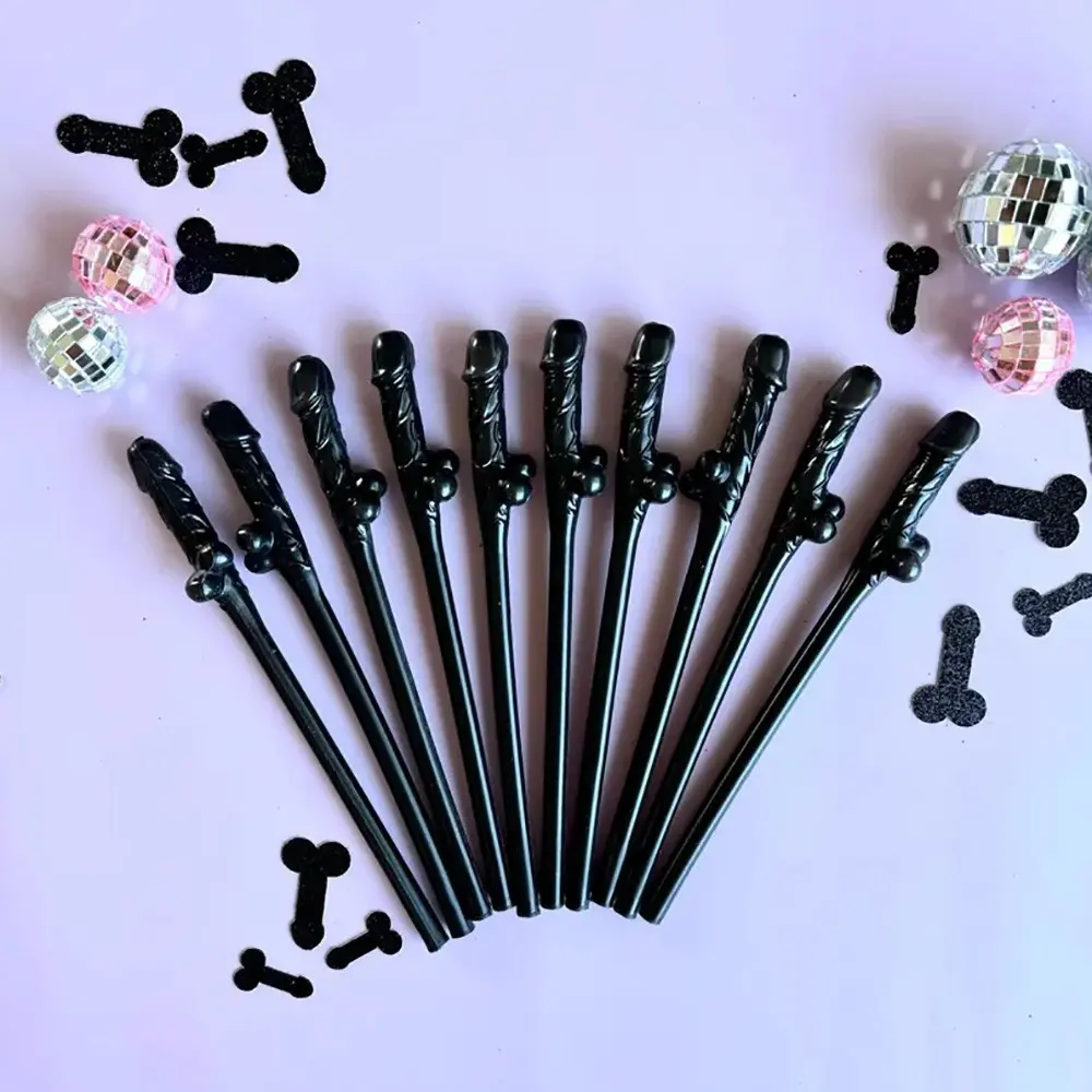 10 pieces Naughty Black straws disco Cowgirl Til Death Do Us Part Bachelorette hen do Party Goth Gothic alternative Halloween Bridal Shower Bach Weekend Girls Trip wedding Bride To Be party birthday table Decoration Bridesmaid guest welcome Gift