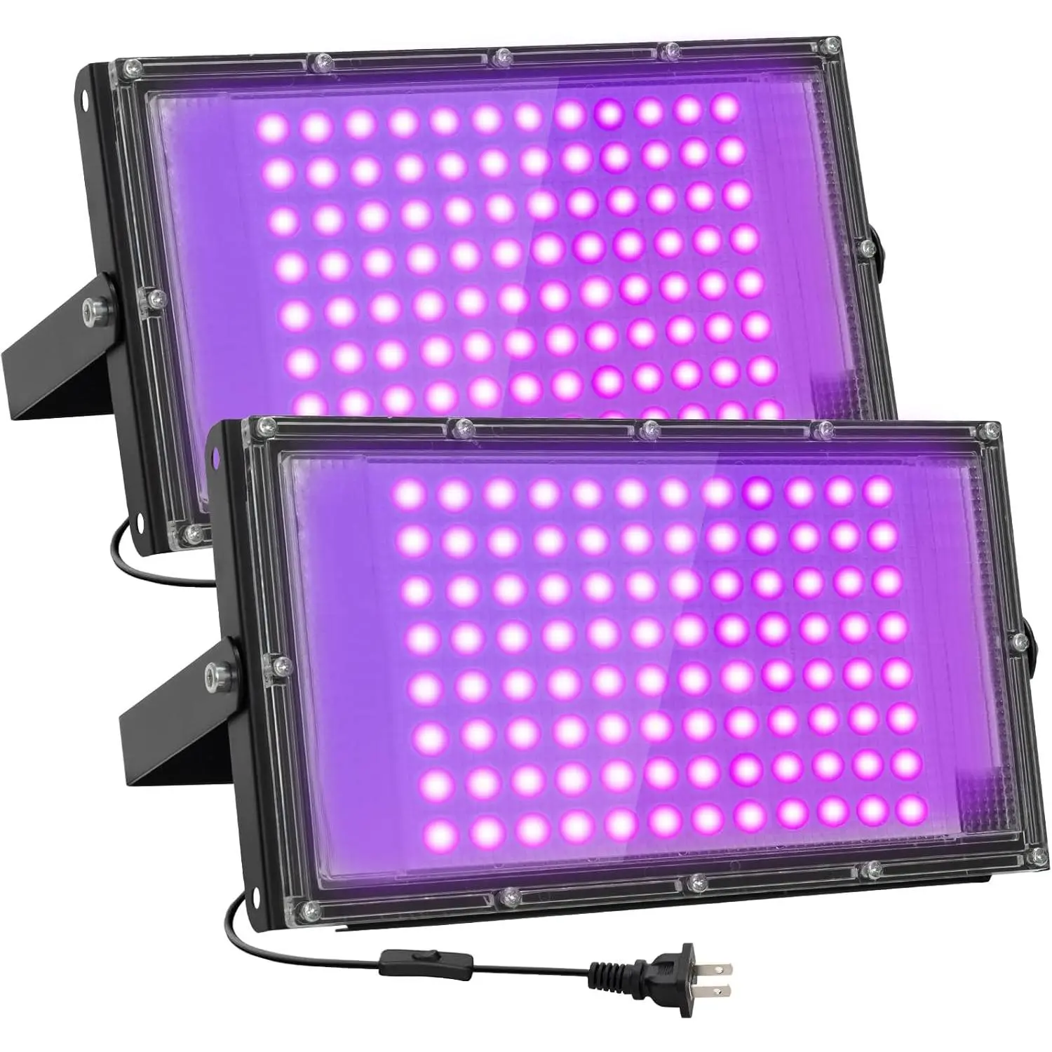 100W LED Black Lights for Glow Party IP65 Waterproof UV Blacklight Floodlight 395nm Blacklight Spotlight Purple Black Light Flood Lights Fluorescent UV Light Lamp for Halloween Decor (2 Pack)