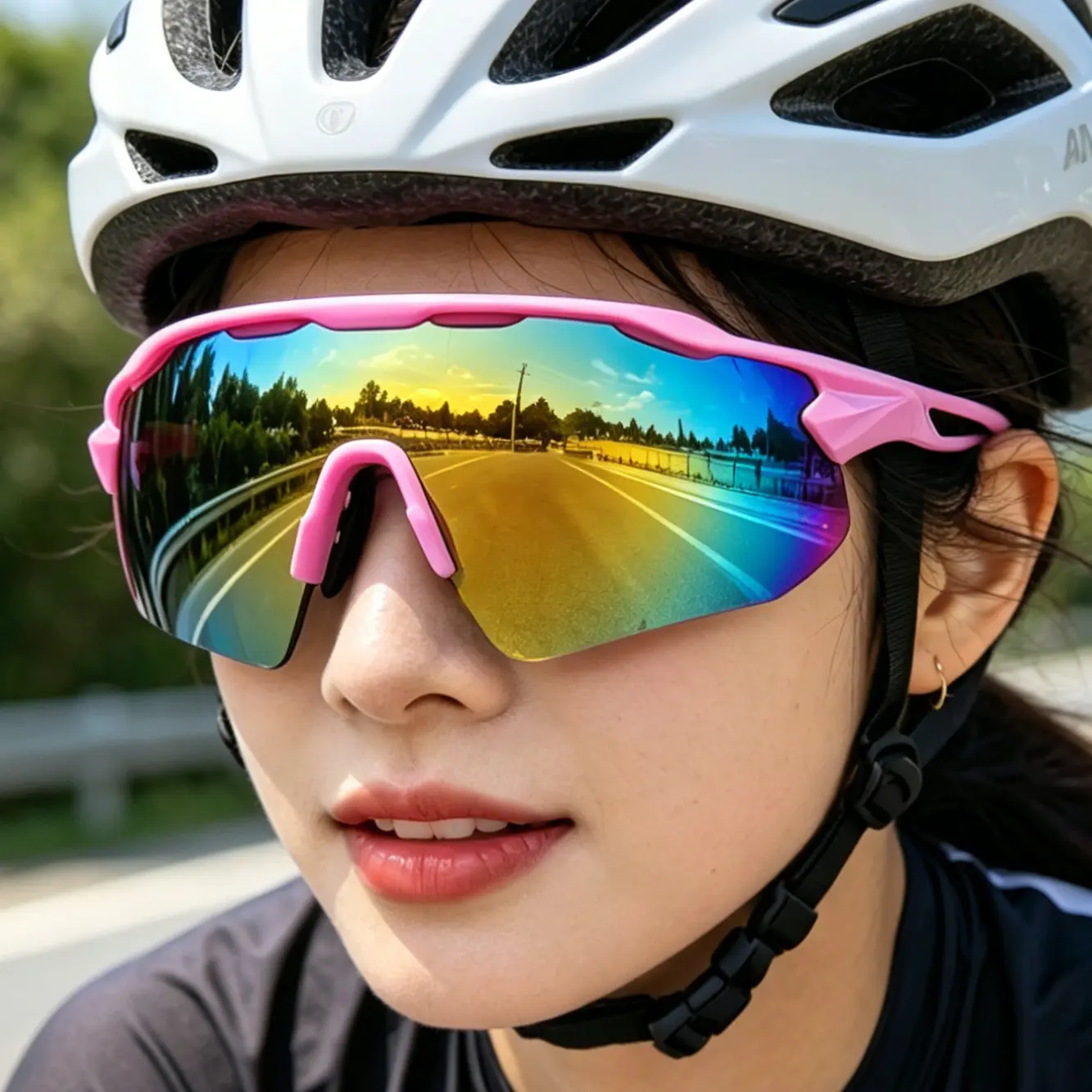 Rimless Polycarbonate Sports Sunglasses, Light Weight Color-Coated Polarized Lenses with UV Protection, Outdoor Accessories for Cycling & Driving, Pc, Scratch Resistant, Uv Prevention, Bike Accessory, Unisex