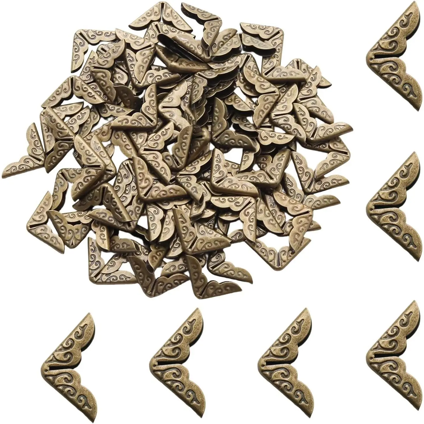 100 count 15mm / 3/5" Bronze Metal Book Corner Protectors |  Photo Corner Protector, for Scrapbooking, Photo Albums, Menus, and Folders,  Style Book  Guards