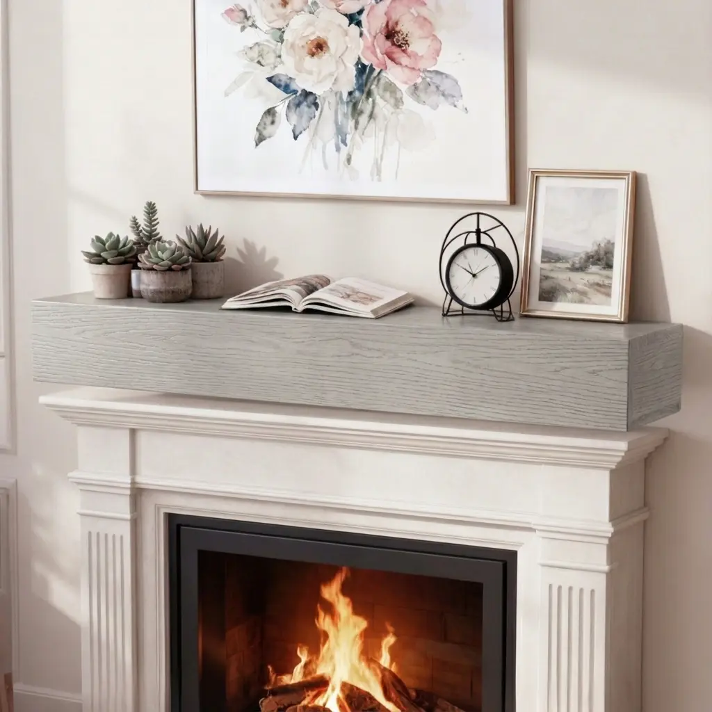 ARCH 60 Inch Rustic Solid Wood Fireplace Mantel Shelf Wall Mounted Floating Shelf for Living Room Home Decor Gray Farmhouse Mantle Shelf 50 lbs Load Capacity, Gray Color Options, Solid Wood Material, Product Dimensions: 9.00 W x 60.00 D x 6.00 H in
