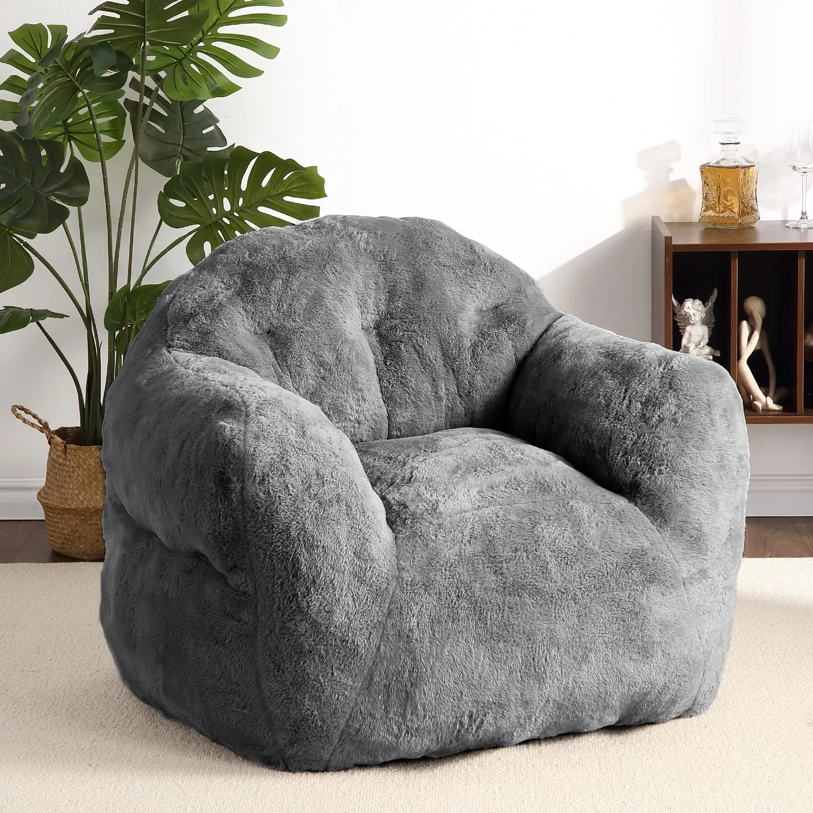 GARVEEBean Bag Chair with Filler: Ergonomic Design, High-Density Foam, Faux Fur, Non-Slip, Easy to Clean, Available in Various Sizes and Colors, Perfect for Living Room and Bedroom