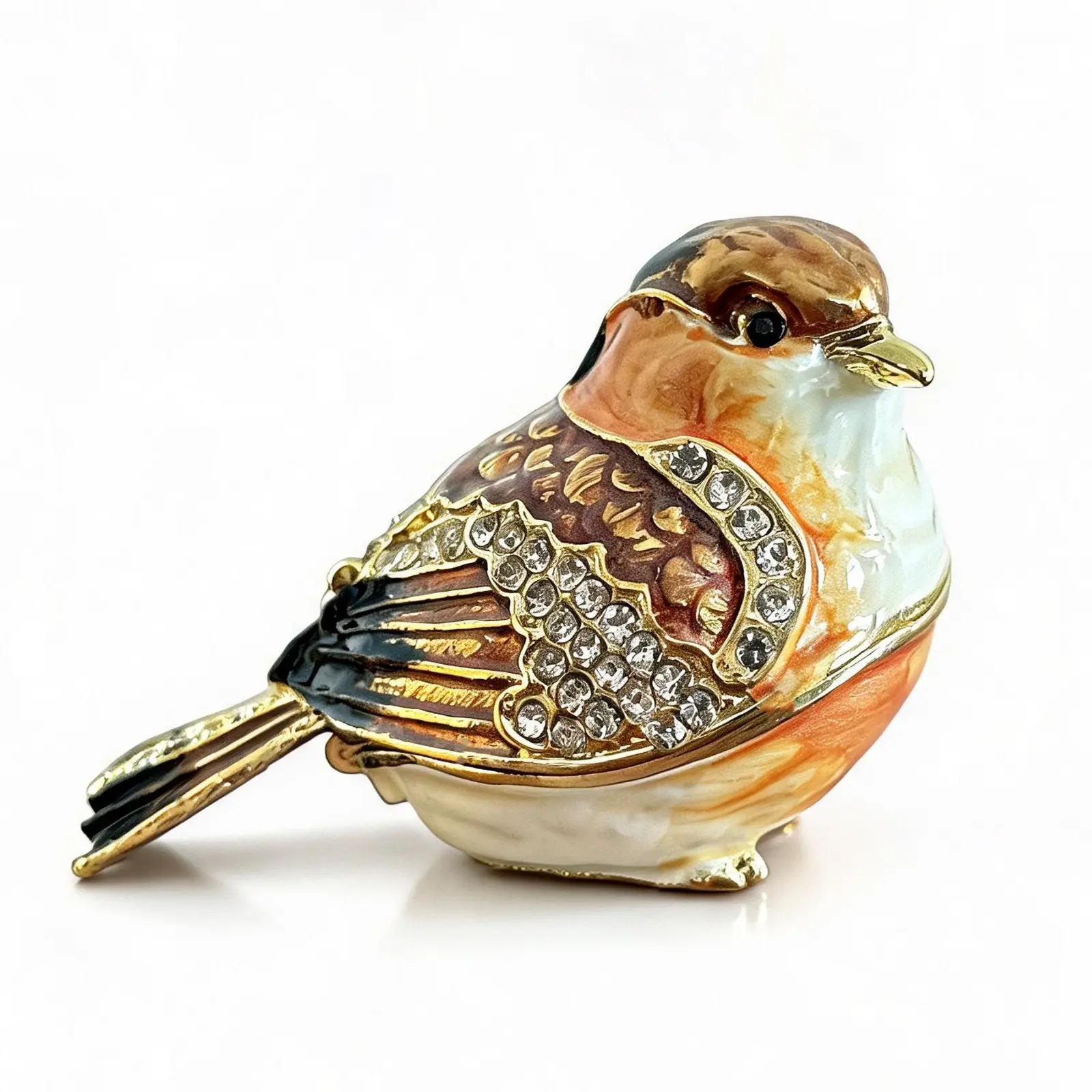 1PC Hand-Painted Enamel Goldfinch Trinket Box Figurine Home Decor– Classical Hinged Jewelry Box Keepsake, Perfect for Bookshelf, Desk, or Office Decor, Holds Tiny Treasures, Great Gift Idea