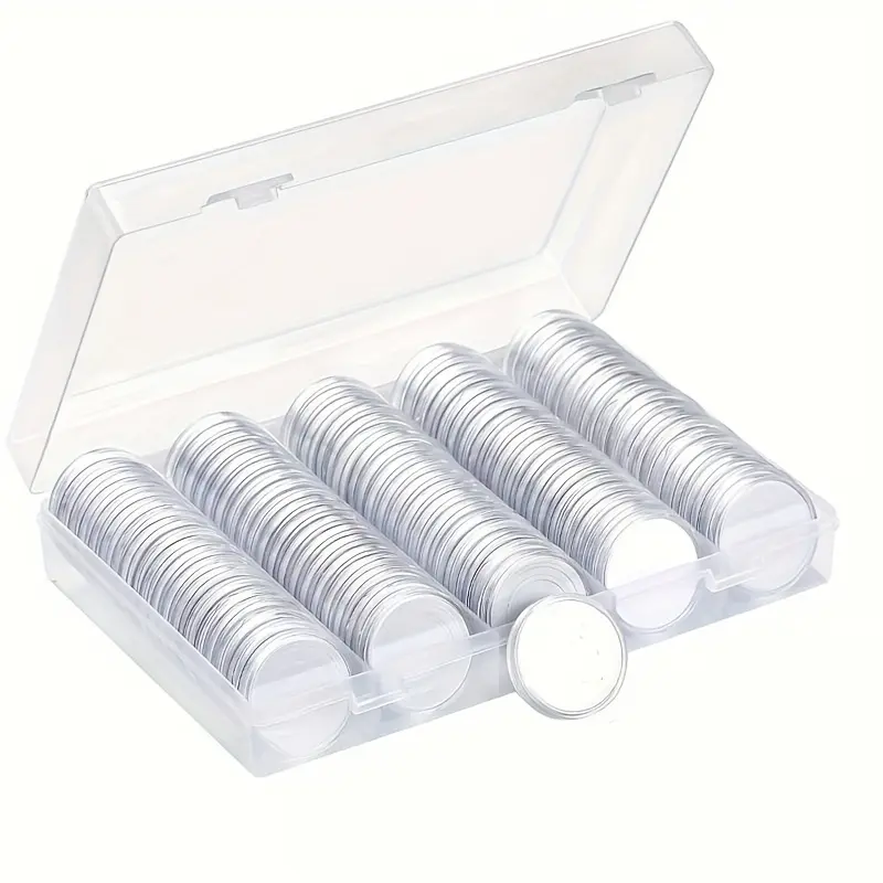 98pcs Plastic Rectangular Coin Collector Box - Adjustable, Anti-Slip Home Drawer Org., Mix Sizes Storage Box for Soccer Cup Commemorative Coin Secure Organization
