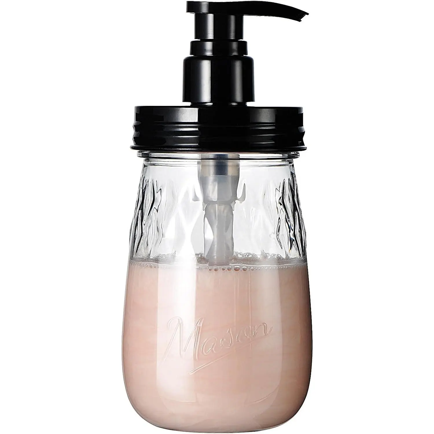 Plastic Soap Dispenser with Pump Lid, 16 Oz Kitchen Dish Dispenser | Refillable Bathroom Hand Soap Dispenser Set, Clear Liquid Dispenser with Cute Lables for  Shower (1 Pack, Black)