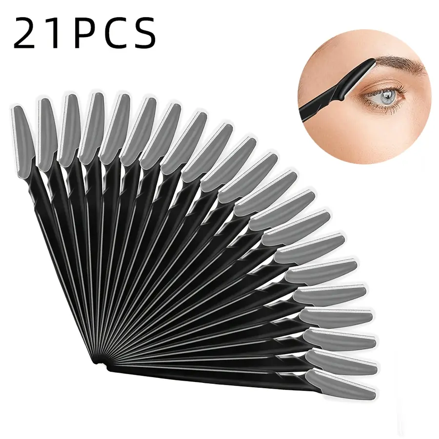 21-Pack Disposable Eyebrow Razors • Facial Hair Removal Razors for Women and Men • Peach Fuzz and Dead Skin Removal Tool • Multi-Functional Exfoliating Razor with Safety Guard • Dermaplaning Tool • The Perfect Gift