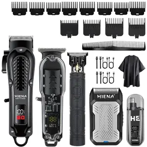 HIENA 5-in-1 Cordless Hair Clipper Set for Men, Electric Hair and Beard Trimmer, Body Hair Trimmer with USB Fast Charging, LED Display, Perfect for Home Grooming, An Ideal Gift for Men