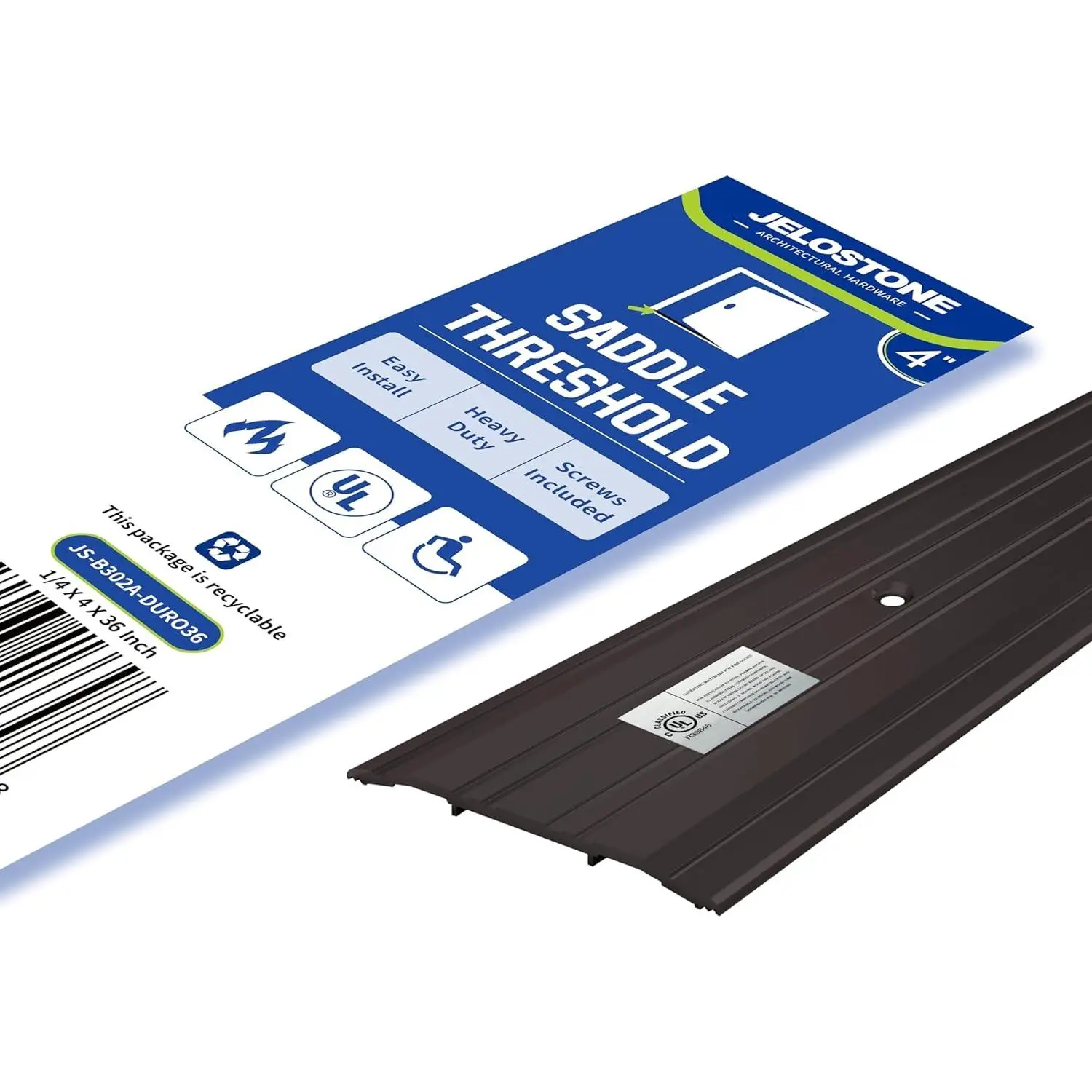 4''W x 1/4''H x 36''L- Aluminum Door Threshold (Dark Bronze Anodized)- Door Saddle- ADA accessible Barrier Free- Fire Rated- Door Thresholds for Exterior Doors- B302A