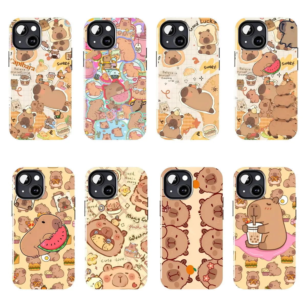 Cute Cartoon Capybara Mobile Phone Case, Durable Protection Accessory for iPhone 11-17 Pro Max/Plus & Samsung Galaxy S23-S25 Series Devices with Easy Installation, Accessories