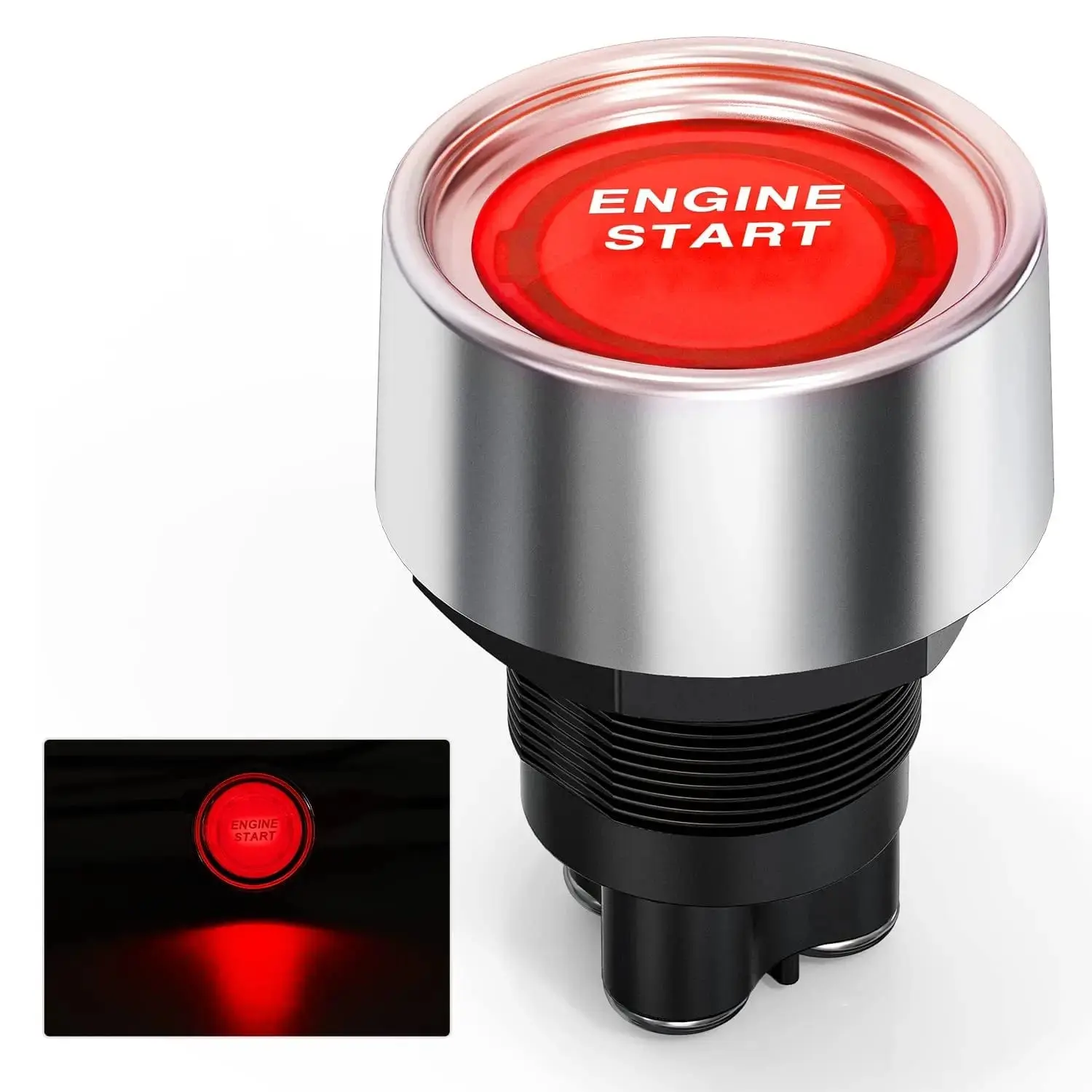 Nilight Aluminum Momentary Engine Start Button Switch - Red, Durable, Easy-to-Install for Most 12V Motorized Vehicles