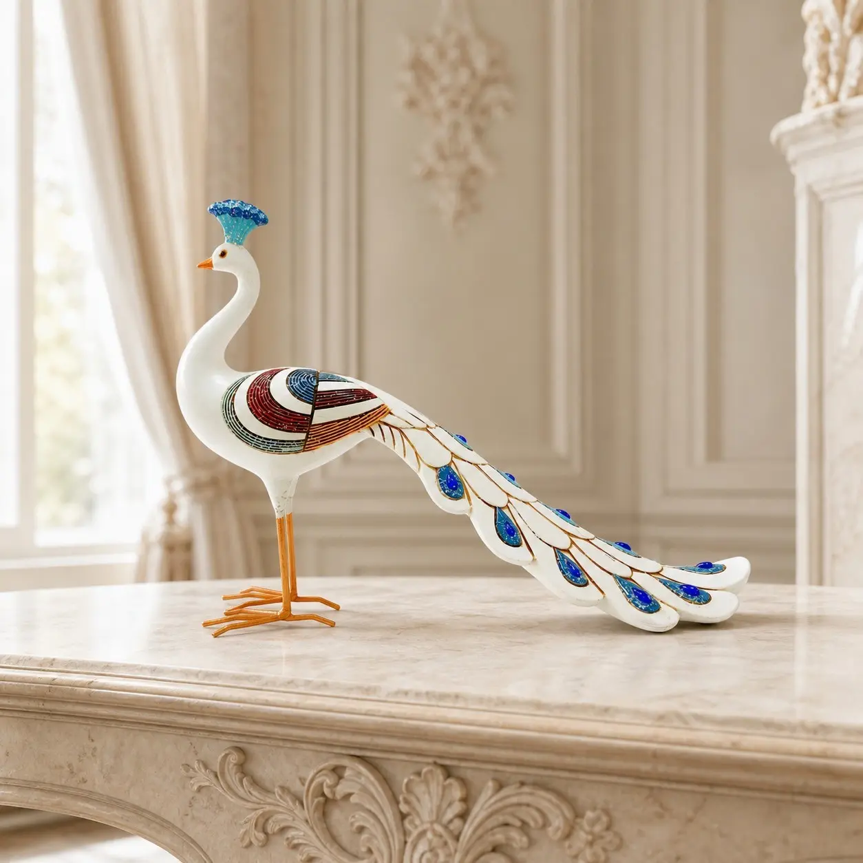 Artistic Bohemian Peacock Ornament, Elegant Collectible Mini Statue, Ideal Gift for Thanksgiving & Christmas, Decorative Piece for Garden, Fireplace, Shelf, Bedroom
