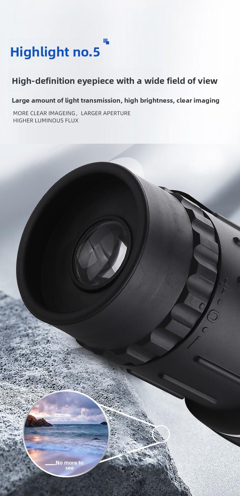 Outdoor Portable 16X52 Monocular Telescope High Magnification HD Low-Light Night Vision Mobile Phone Camera Telescope