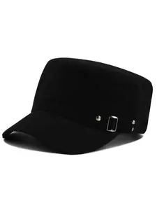 Cadet Army Cap Outdoor High Quality Hat for Men Women Adjustable Casual Flat Top Adjustable Snapback Hat Flat Bill Cap