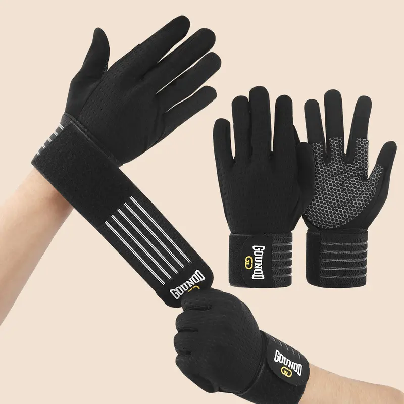 New full-finger fitness gloves, breathable sports wrist guards, wear-resistant weightlifting equipment, weightlifting and strength training sports gloves