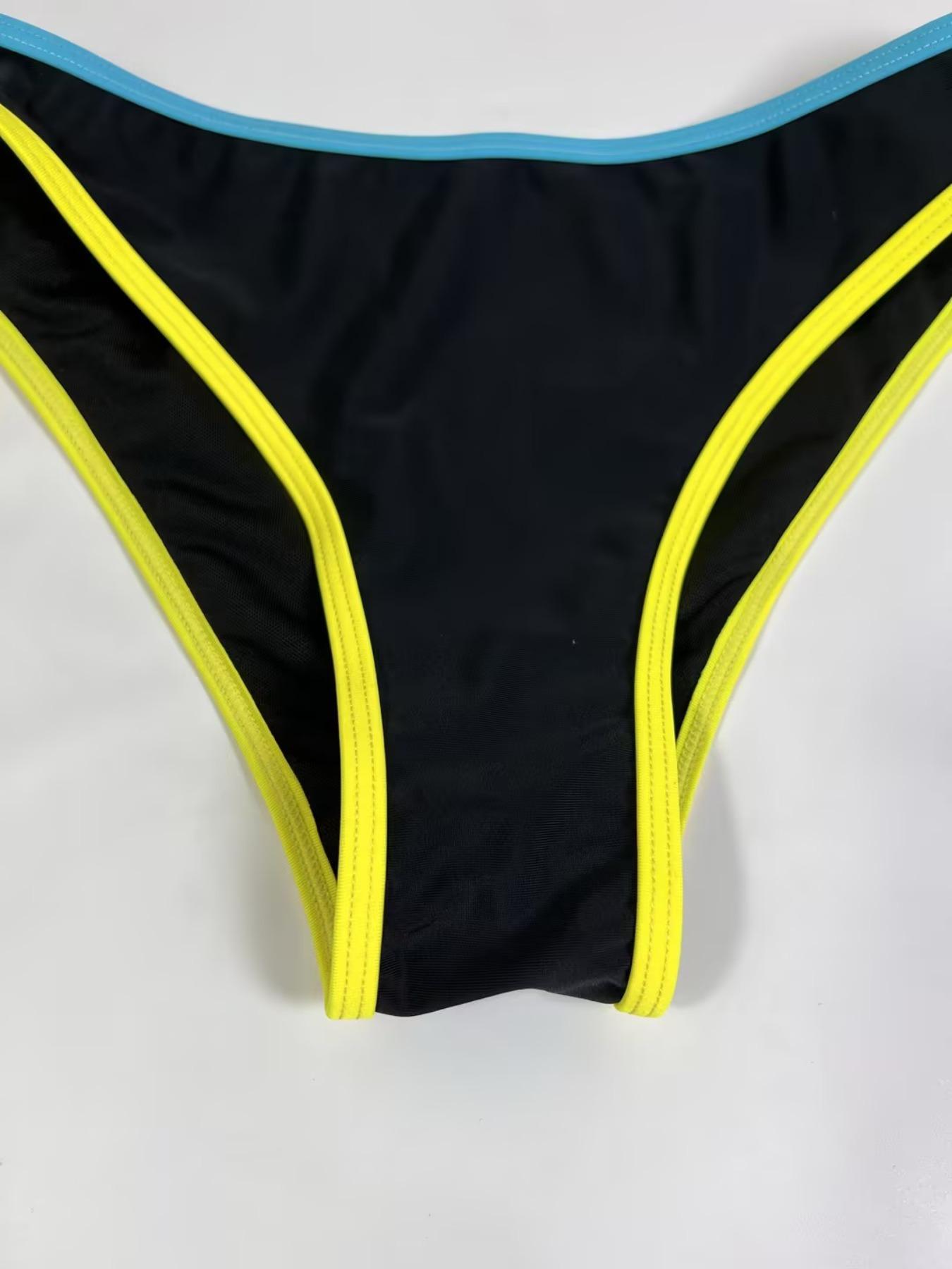 Women's Colorblock Print Bikini Set, Casual Fashion Chic Swimsuit Set for Beach Holiday Vacation, Ladies Swimwear for All Seasons