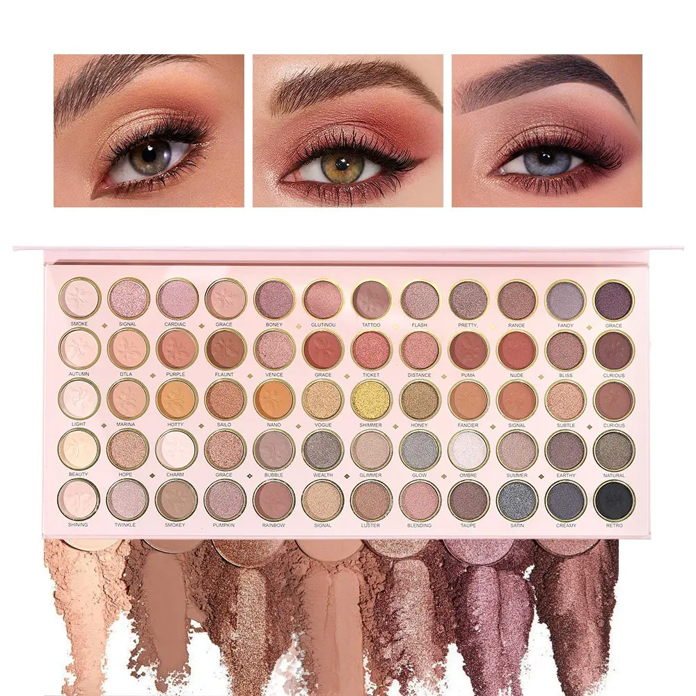 60 Shades Large Eyeshadow Palette, Eye Shadow Palettes, Matte Shimmer Dual Texture Warm Neutral Earth Nude Tones, Silky Blendable Powder High Pigment, Multi Shades For Daily Natural Smoky & Glam Eye Makeup, Big Capacity Color Matching T