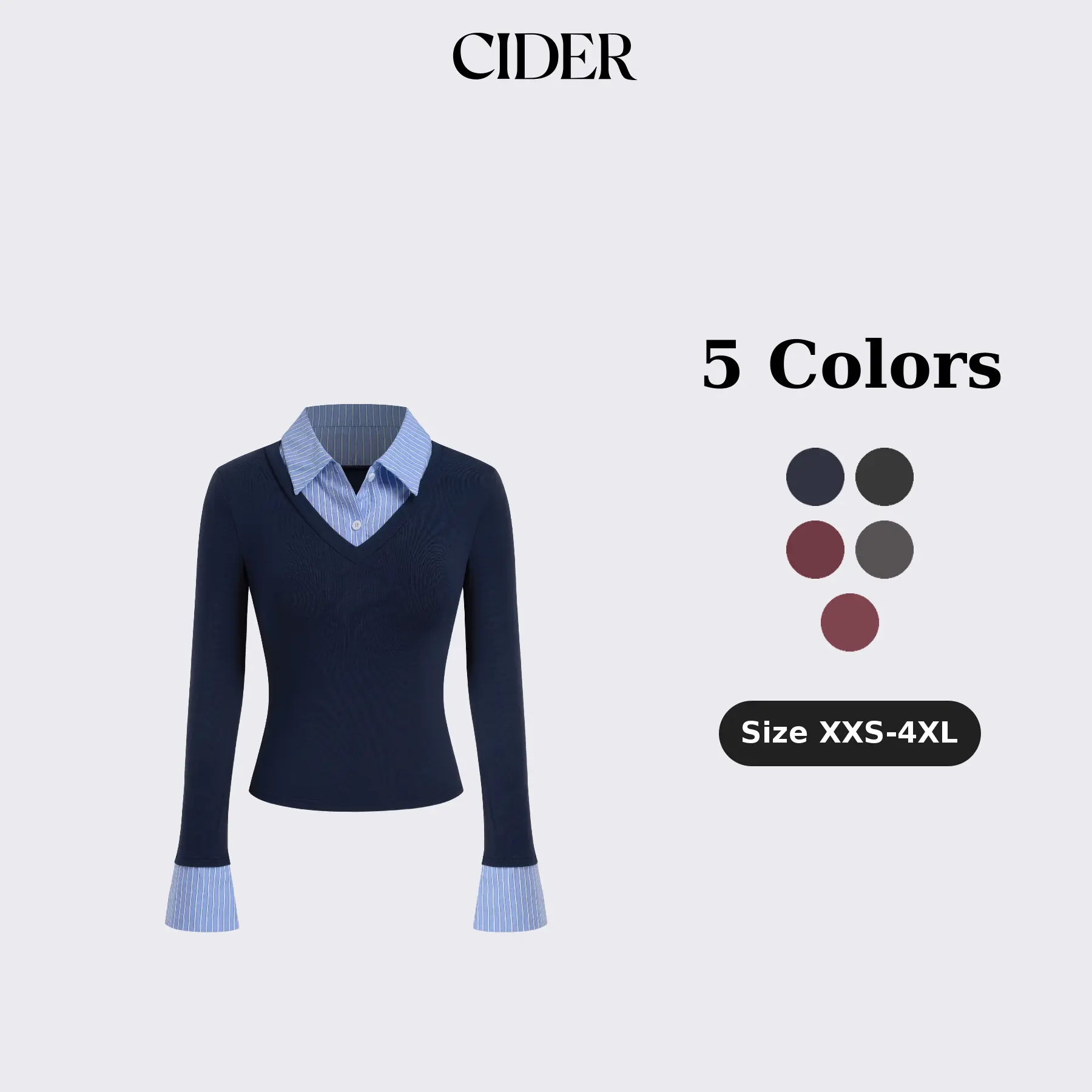 Cider Cotton-blend Collar Stripe Two Tone Top Cider Cotton-blend Collar Stripe Two Tone Top