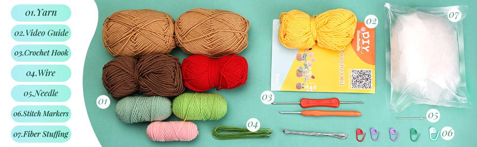 2 Pieces Crochet Hook Set, Suitable for Beginners, Flowers Crochet Hook Set, Crochet Starter Kit Potted Plants with Step-by-Step Video Tutorial, Suitable for Beginners and Adults (Daisies and Sunflowers)