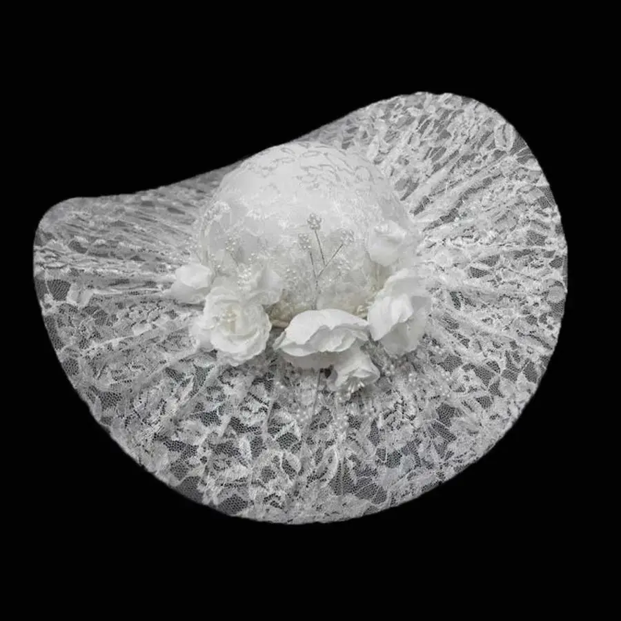 Wholesale Lace Bridal Hats 2026 Lace tocado novia Cheap Wedding Hats Veil For Bride Wedding Accessories Bridal headwear