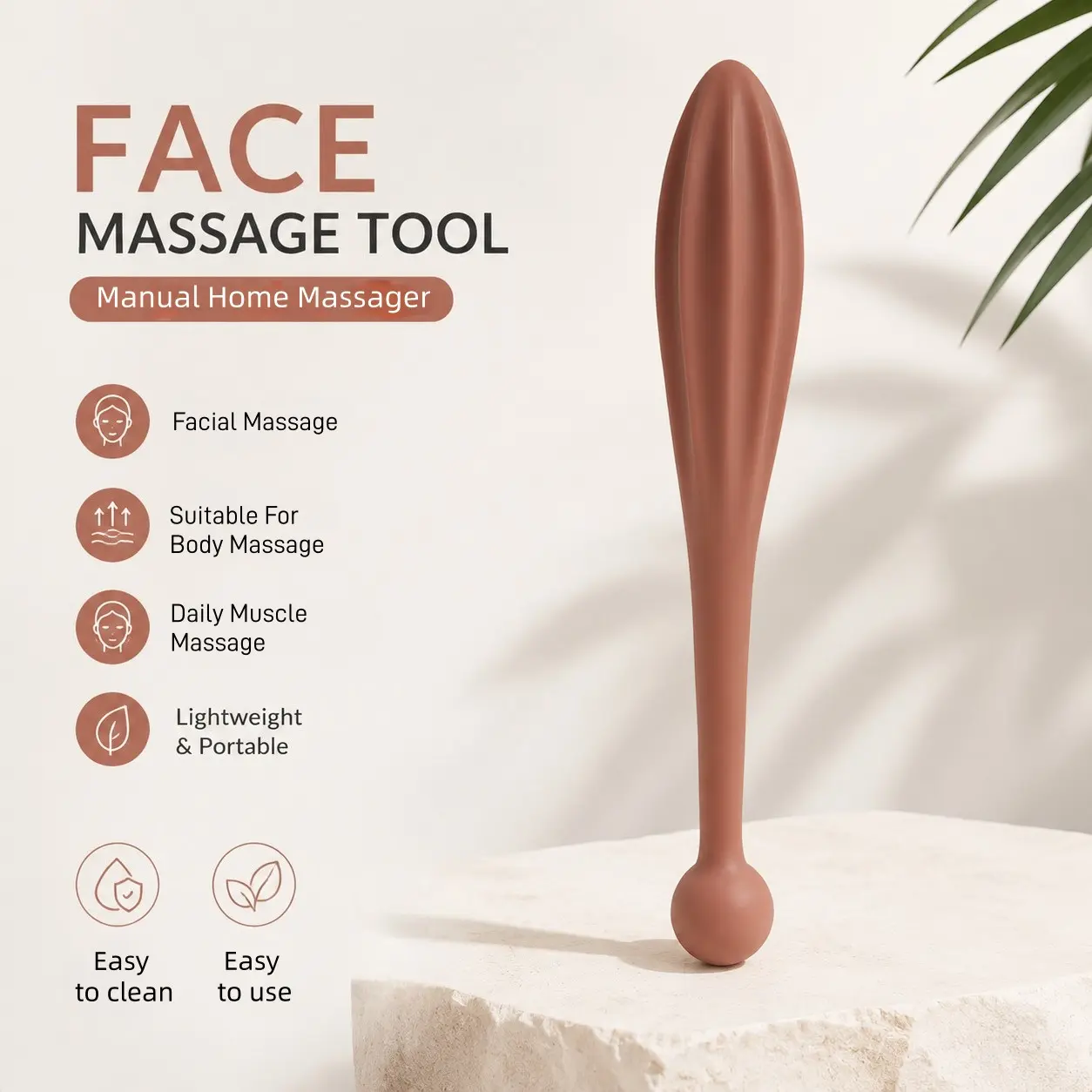 Roller Massage Device for Face Muscle Relief, Lightweight Ergonomic Handle Design, Multi-Angle Massager for Face Legs Back, Home Use Body Care Tool, Facial Roller