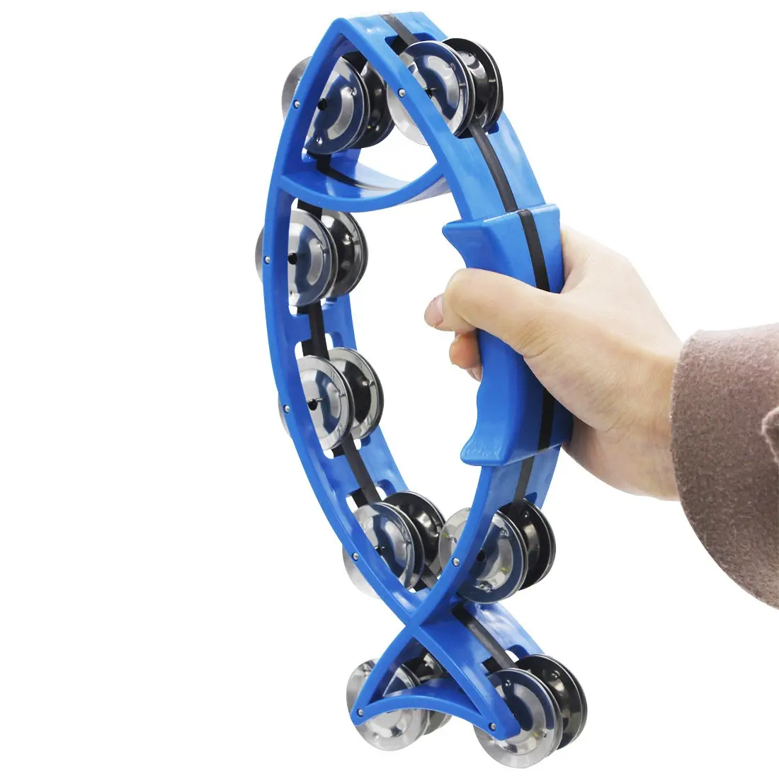 Fish Shaped Hand Jingle Rattles  Tambourine Percussion Instrument with Double Metal Jingle Children Educational Toy